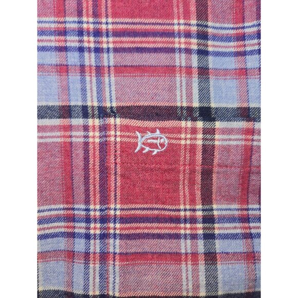 Southern Tide Mens Classic Fit Red/Blue Plaid Shirt Large - Picture 7 of 8